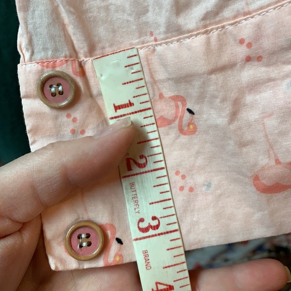 Cute vintage pink flamingo print button-down top L - Picture 14 of 17